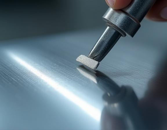 研磨されるSUS304ステンレス鋼のクローズアップ